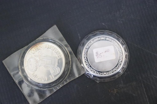 (2) John Deere Silver Coins