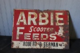 METAL ARBIE FEEDS SCOOTER ROBERT O. GERMAN SIGN