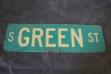 METAL DOUBLE SIDED S GREEN ST SIGN