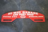 METAL HIGHWAY GARAGE AND BODY SHOP SIGN
