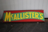 METAL MCALLISTERS SIGN, DOUBLE SIDED