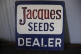 JACQUES SEEDS DOUBLE SIDED METAL SIGN