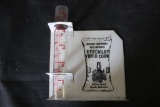 STECKLEY YBRID CORN GLASS RAIN GAUGE ON METAL SIGN