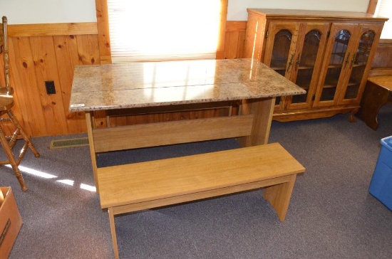 53 IN. WIDE MODERN KITCHEN TABLE & (2) BENCHES