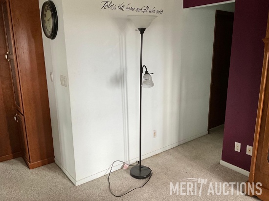 Modern black floor lamp with frosted glass shade