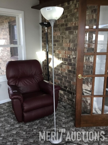 Modern silver floor lamp with frosted shade