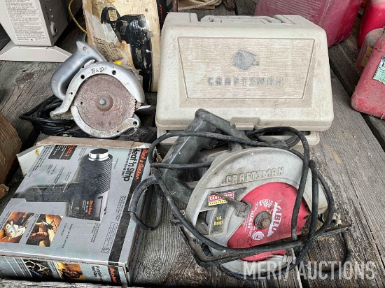 Hand tools including heat gun, saw etc.
