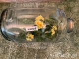 Flowers in lg. glass pig