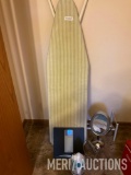 Ironing board, shoe rack, bathroom scale, vanity mirror