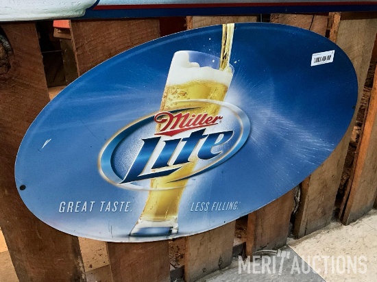 Miller Lite Oval Metal Advertising Sign