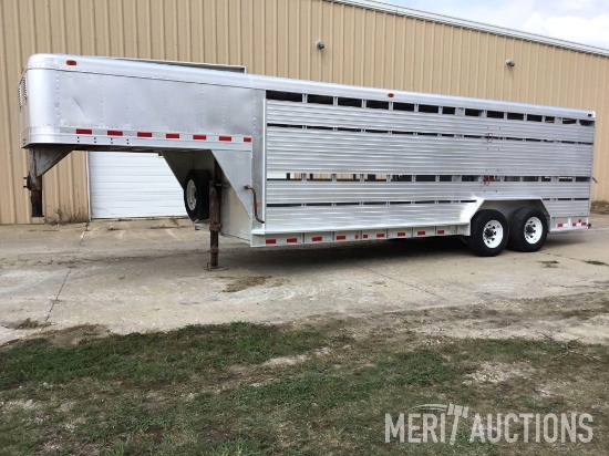 1990 Triggs 7ft. x 22ft. aluminum livestock trailer