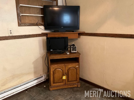 TV Cabinet and (2) TVs