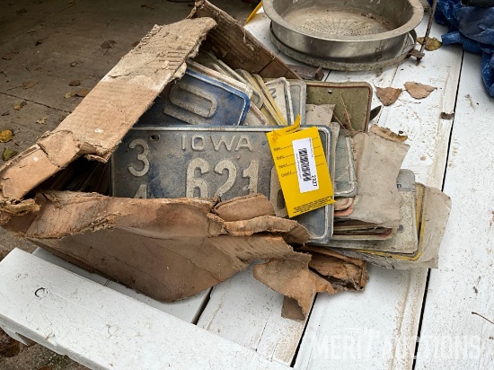 Box of Vintage License Plates
