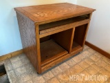 Oak Computer Desk on Wheels