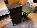 Small Black Wooden Dresser and Side Table
