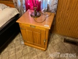 White Clad Oak Night Stand and Lamp
