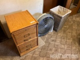Wooden File Cabinet, Fan and Hamper