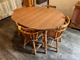 Dining Room Table with 1 Leaf and 4 Chairs