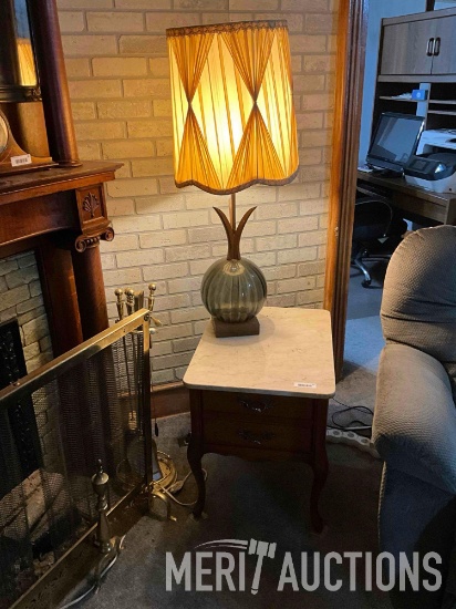 (2) end tables with marble top, with matching coffee table with marble top and (2) matching table
