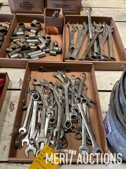 (3) flats of wrenches and sockets