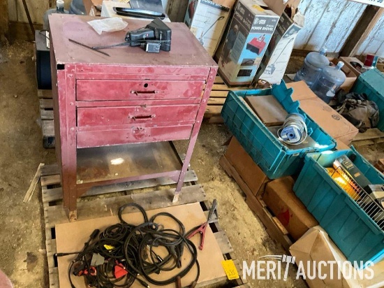 3 drawer metal work stand, and other items