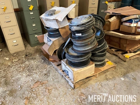 Pallet of rims and hub caps