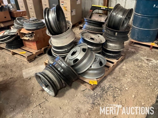 Pallet of steel wheels