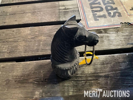 Cast iron horse hitching post