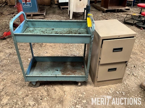 Metal shop cart & 2 drawer file
