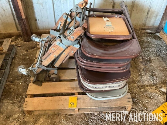 Quantity of metal folding chairs & piano movers