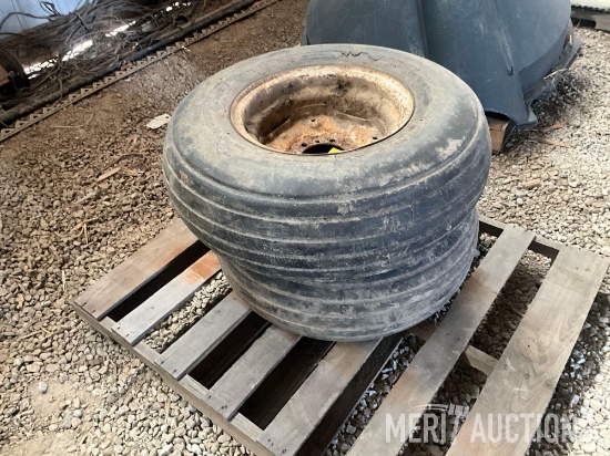 (2) 11L-15 implement tires on. 6-lug rims