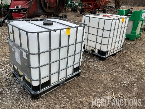 2 250 gal. poly totes