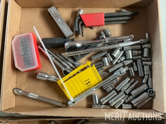 flat of 3/8 in. drive standard sockets and ratchets