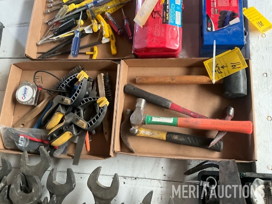 (2) flats of hammers and various other tools