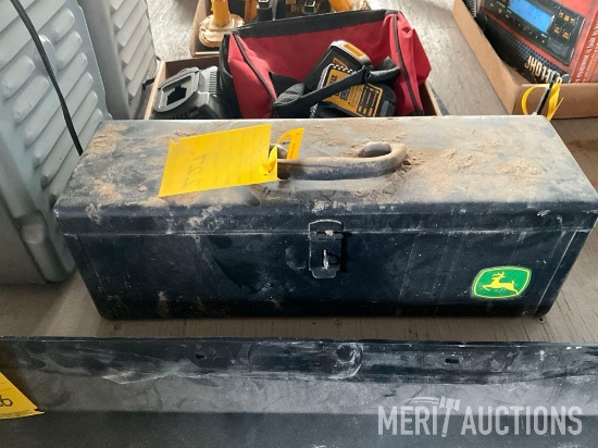 John Deere tractor tool box full of misc. tools and parts
