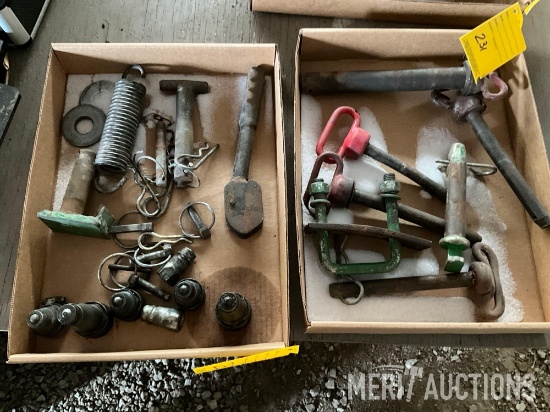 (2) flats of hitch pins, hydraulic adaptors, etc