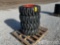 Set of 4 New Forerunner SKS-1 10-16.5 N.H.S. Skidsteer Tires Mounted on Orange 8 Bolt Wheels