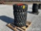 Set of 4 New Forerunner SKS-1 12-16.5 N.H.S. Skidsteer Tires Mounted on Orange 8 Bolt Wheels