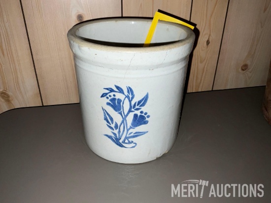 One gallon crock with flowers imprint as pictured