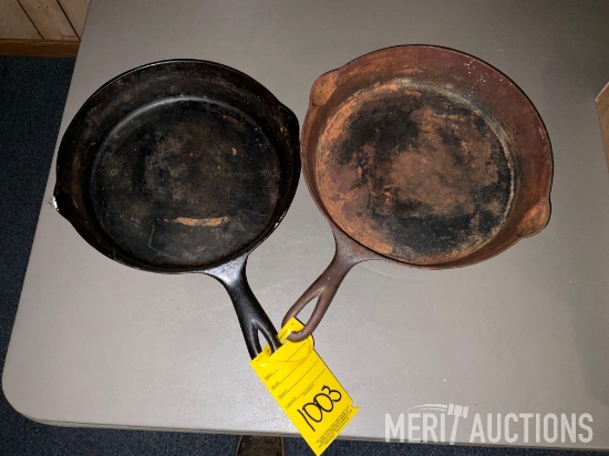 Pair of cast iron skillets