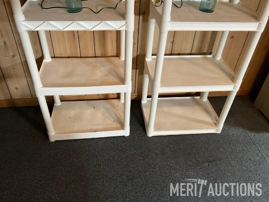(2) Rubber Maid style shelves and various table lamps