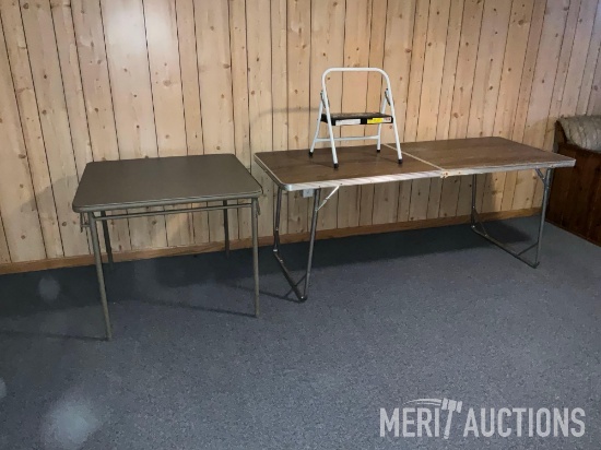 Card table, steel folding table and step stool