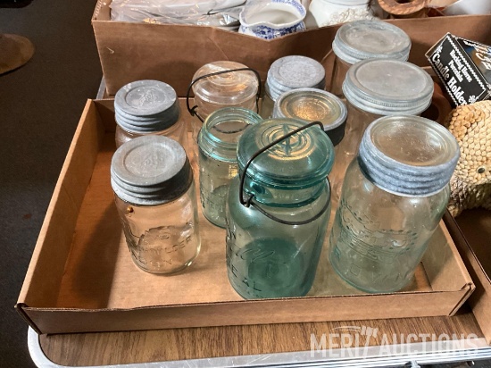 Flat of vintage glass mason jars as pictured