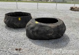 Set of (2) Turned Tire Feeders