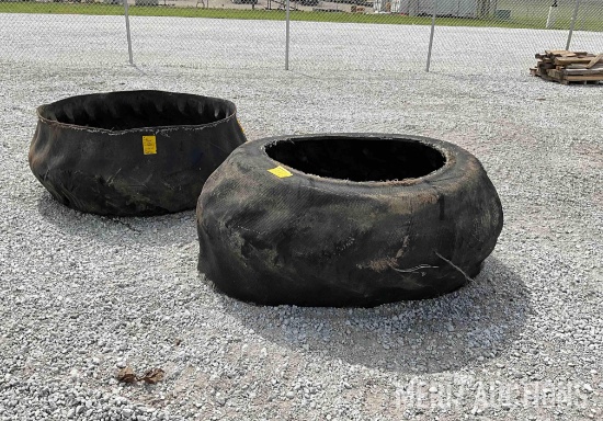Set of (2) Turned Tire Feeders