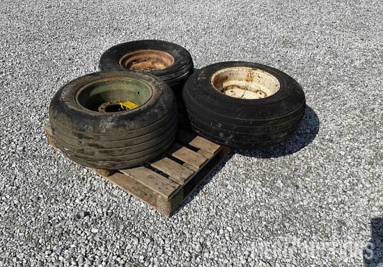 Set of (3) 11L-15 Uni-Lug Rims and Tires
