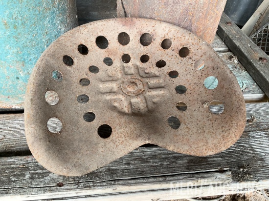 (2) Cream Cans and Tractor Seat