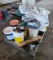 Pallet W/ Battery Tester & Assorted 5 Gallon Buckets