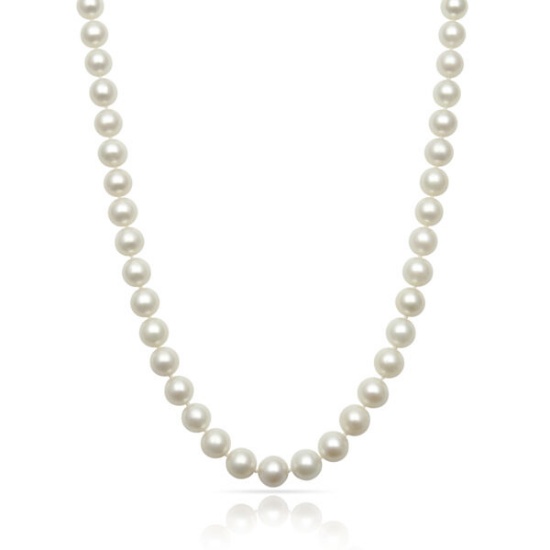 AKOYA 14KT Yellow Gold Round AA 7MM Quality Freshwater Pearl 18" Necklace