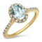 14K YELLOW GOLD 1.70CT BLUE TOPAZ 1.05CT DIAMOND RING
